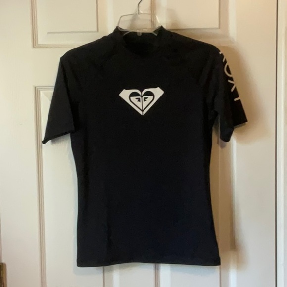 Roxy Whole Hearted Rashguard Women’s Black Surfing Beach UPF 50+ Top Size Medium - Picture 3 of 15